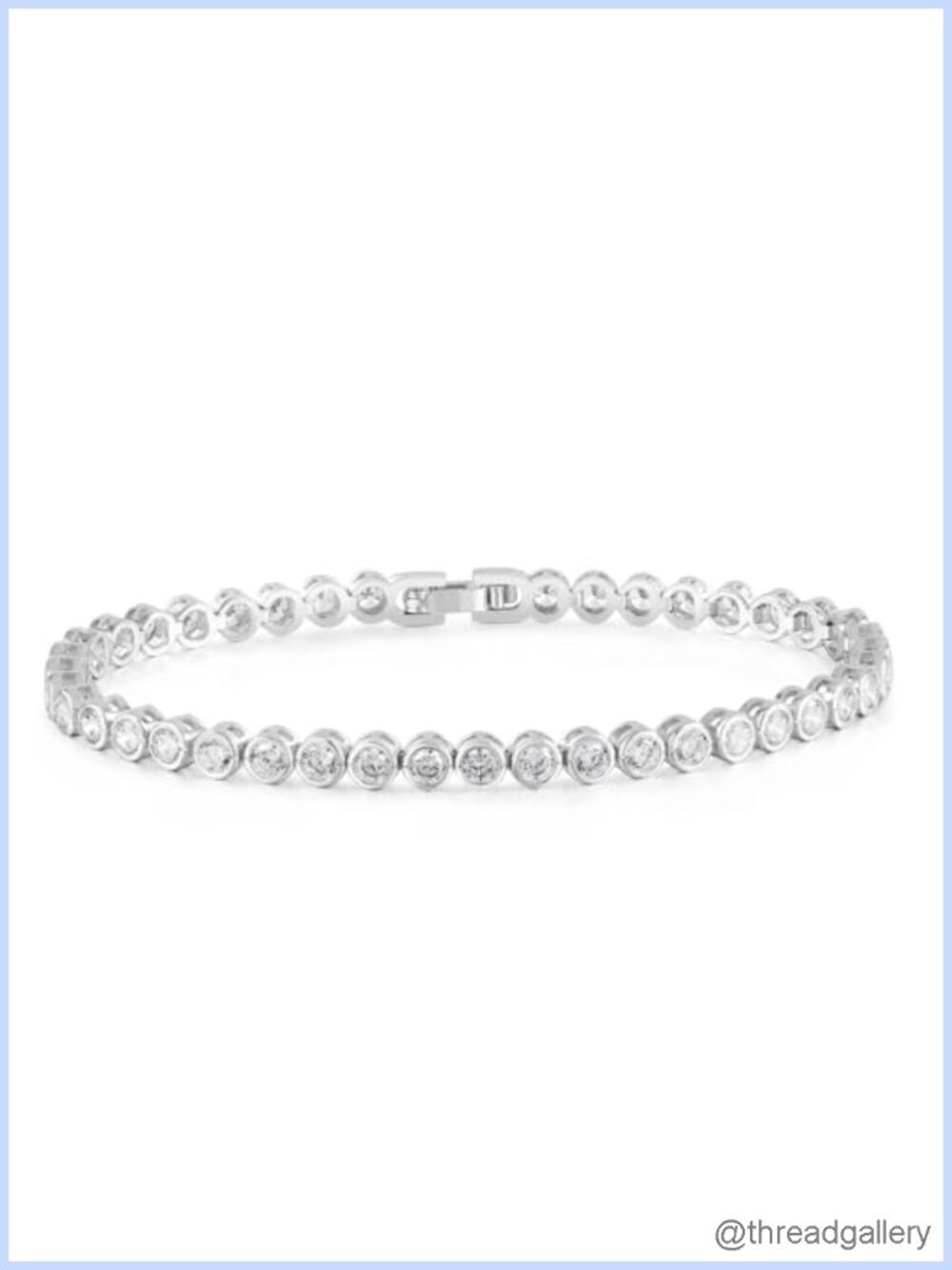 White Gold Plated Bezel Set 3mm Cubic Zirconia Tennis Bracelet for Women